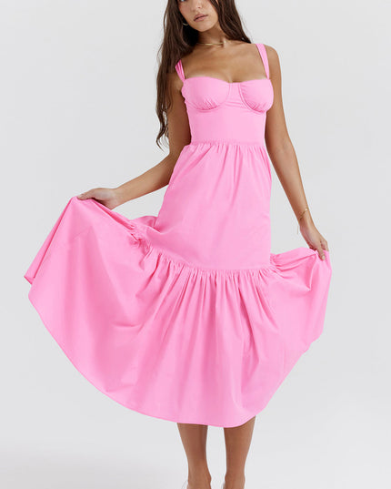 Roze Franse roze mini-zomerjurk