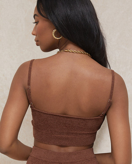 Zachte gebreide crop top met high-waist shorts