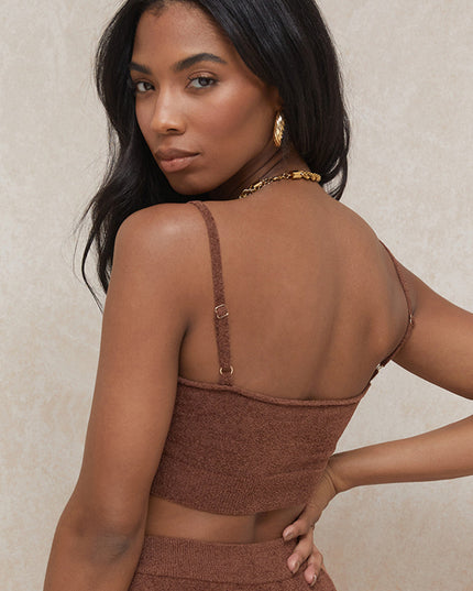 Zachte gebreide crop top met high-waist shorts