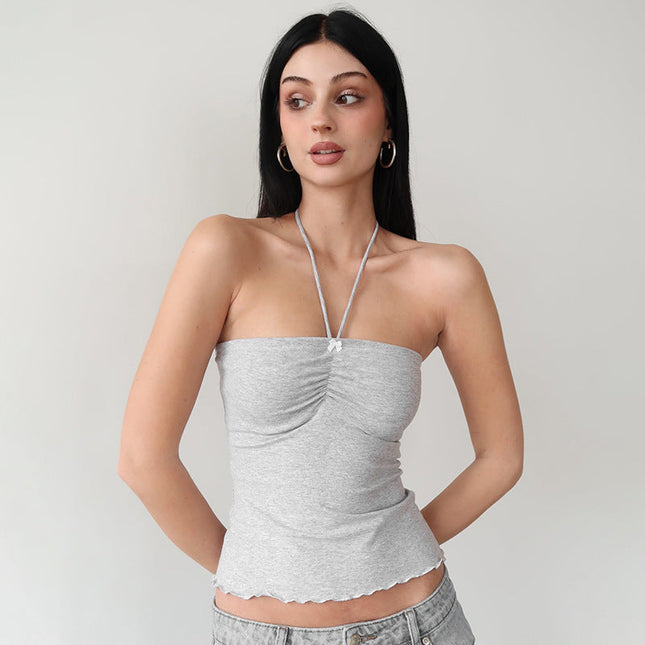 Slanke top met kanten detail
