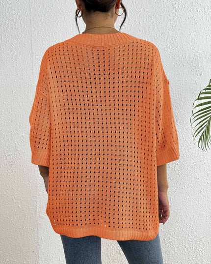 Hol geweven V-hals blouse
