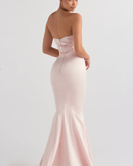 Strapless maxi-jurk van slank satijn