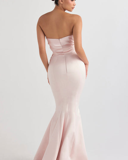 Strapless maxi-jurk van slank satijn