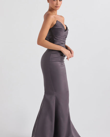 Strapless maxi-jurk van slank satijn
