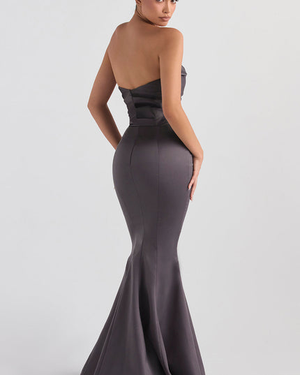 Strapless maxi-jurk van slank satijn