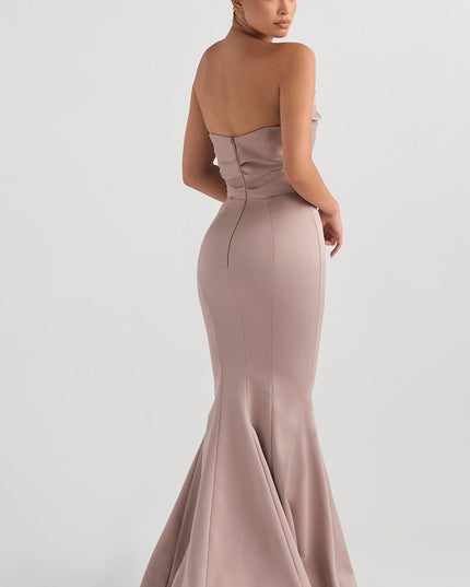 Strapless maxi-jurk van slank satijn
