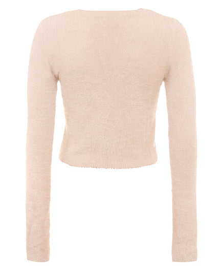Zachte, pluizige cardigan met knoopjes en lange jurk