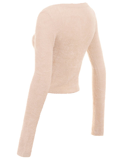 Zachte, pluizige cardigan met knoopjes en lange jurk
