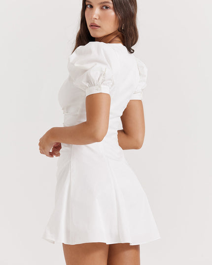 Mini-jurk met pofmouwen