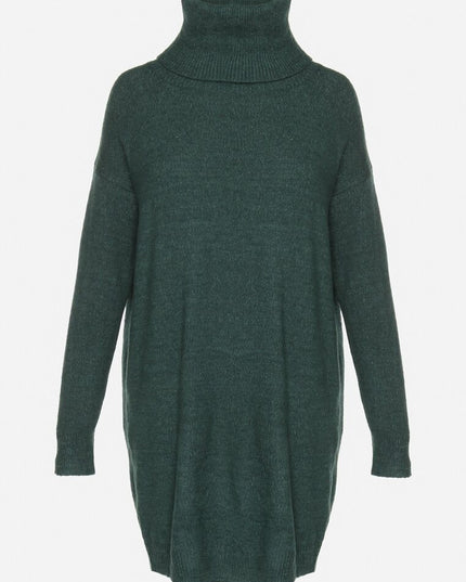 Kikki midi-jurk met lange mouwen en hoge hals