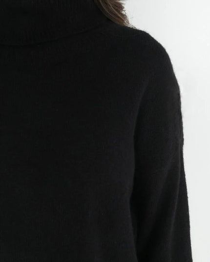 Kikki midi-jurk met lange mouwen en hoge hals