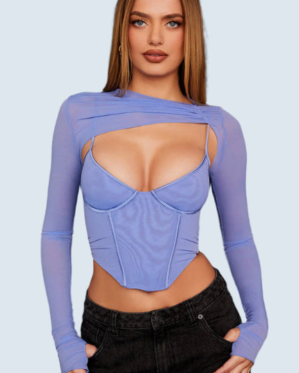 Blauw korset met asymmetrische snit