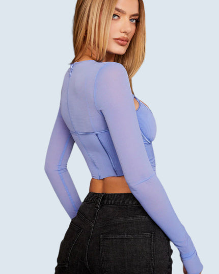Blauw korset met asymmetrische snit