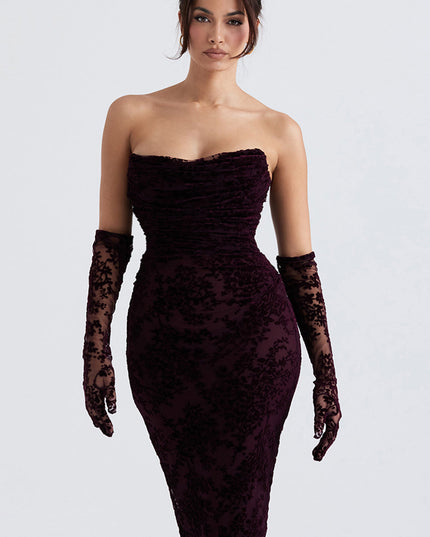 Zwarte strapless elegante korsetjurk