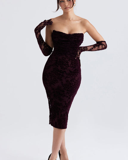 Zwarte strapless elegante korsetjurk