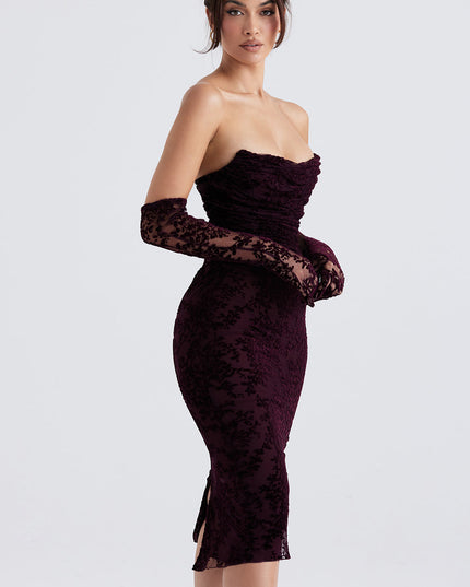 Zwarte strapless elegante korsetjurk