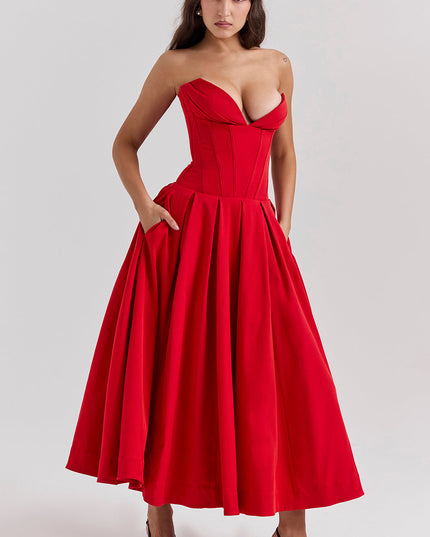 Strapless maxi-jurk met ballerina's