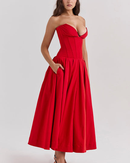 Strapless maxi-jurk met ballerina's