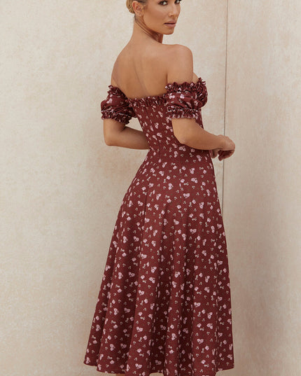 Lange strapless zomerjurk met bloemenmotief