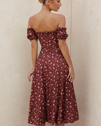 Lange strapless zomerjurk met bloemenmotief