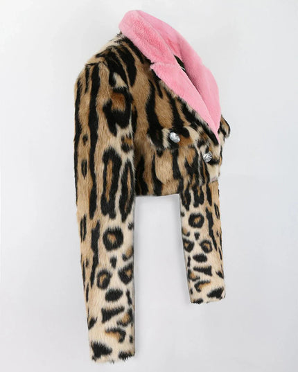 Luipaardblazer in roze
