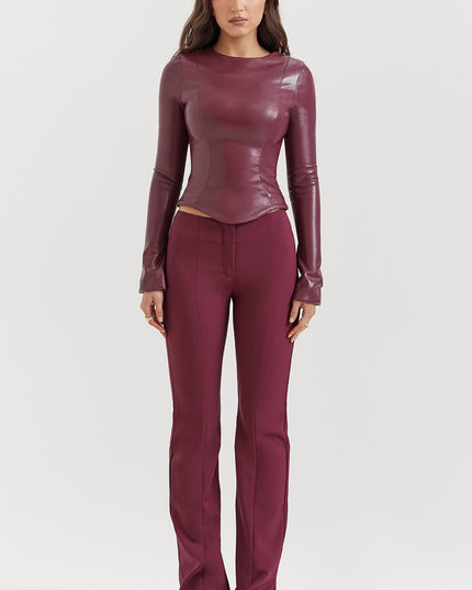 Eco leren top met lange mouwen en broek