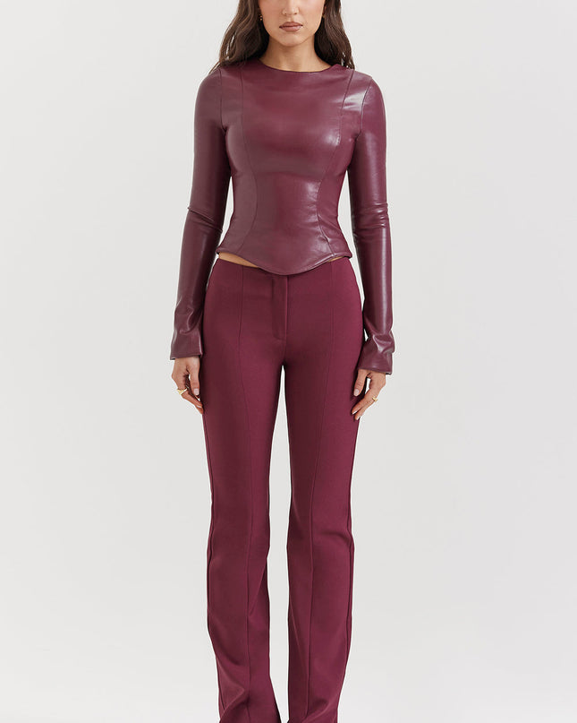 Eco leren top met lange mouwen en broek
