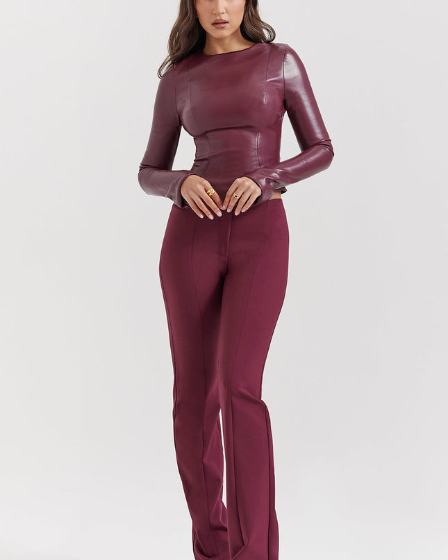 Eco leren top met lange mouwen en broek