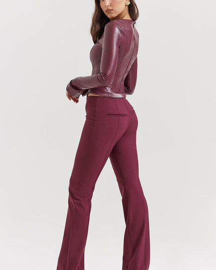 Eco leren top met lange mouwen en broek