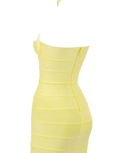 Rugloze halter mini-jurk met boterbloemen