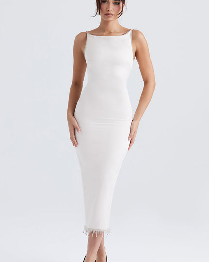 Lange jurk met kristallen details