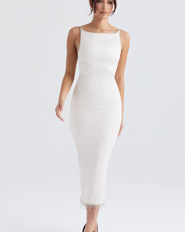Lange jurk met kristallen details