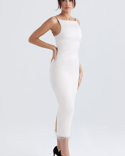 Lange jurk met kristallen details