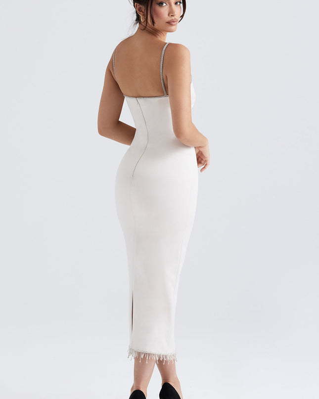 Lange jurk met kristallen details