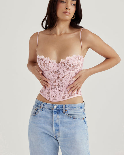 Korset met roze kant