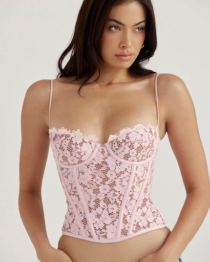 Korset met roze kant