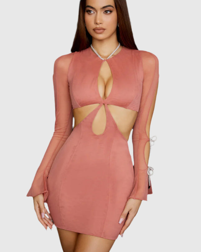 Roze mini-jurk met uitgesneden taille