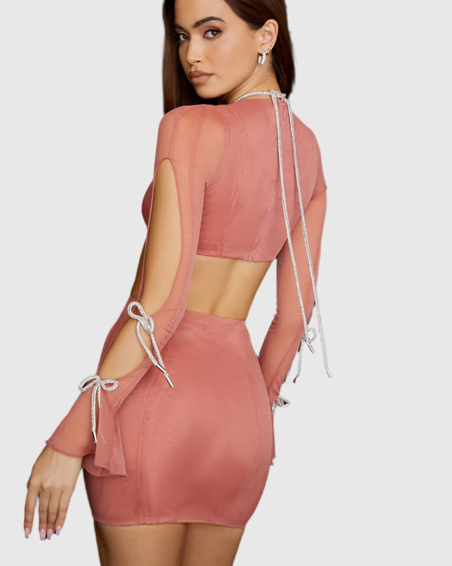 Roze mini-jurk met uitgesneden taille