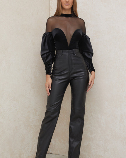 Zwarte bodysuit met elegant v-design