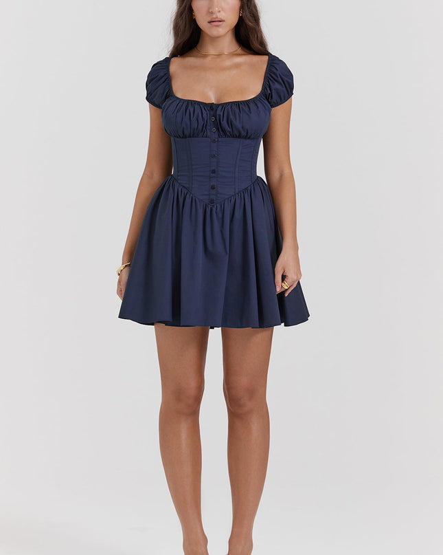 Elegante Franse marineblauwe mini-jurk