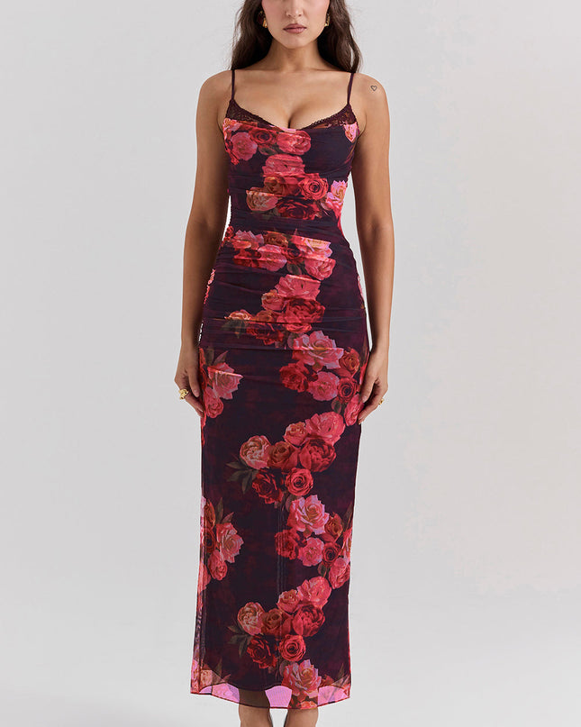 Romantische lange jurk met bloemenprint