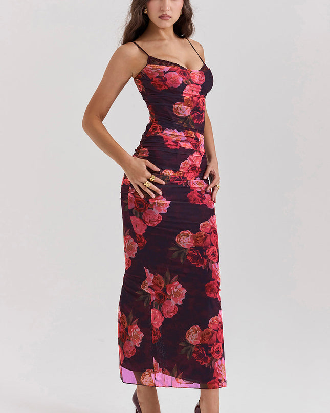 Romantische lange jurk met bloemenprint