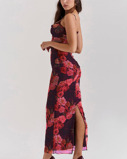 Romantische lange jurk met bloemenprint