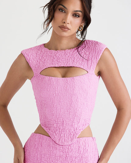 Roze uitsparing korset met minirok