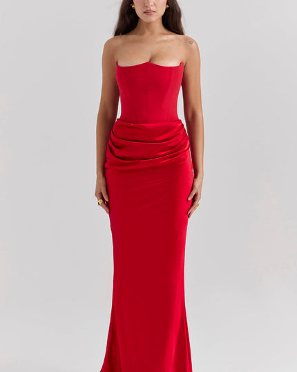 Strapless maxi-jurk met top