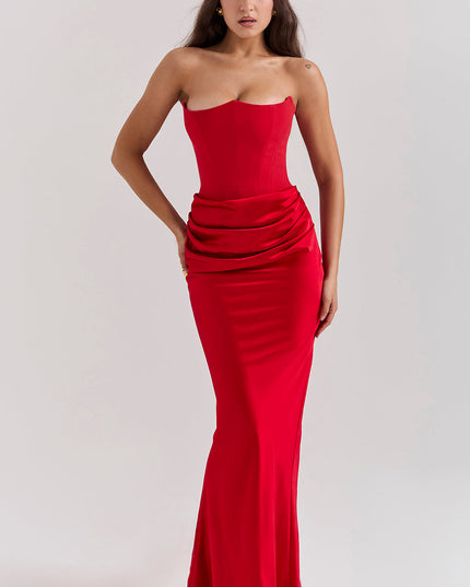 Strapless maxi-jurk met top