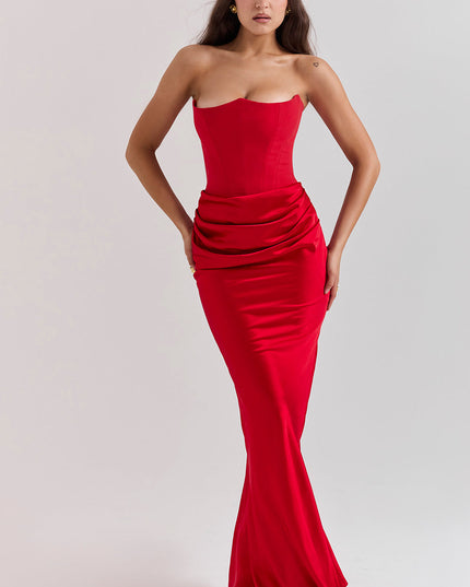 Strapless maxi-jurk met top
