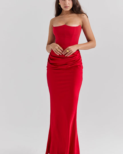 Strapless maxi-jurk met top