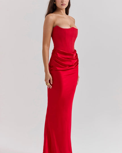 Strapless maxi-jurk met top