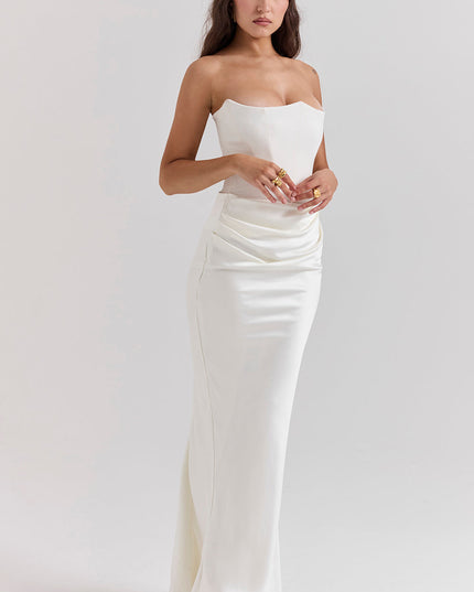 Strapless maxi-jurk met top